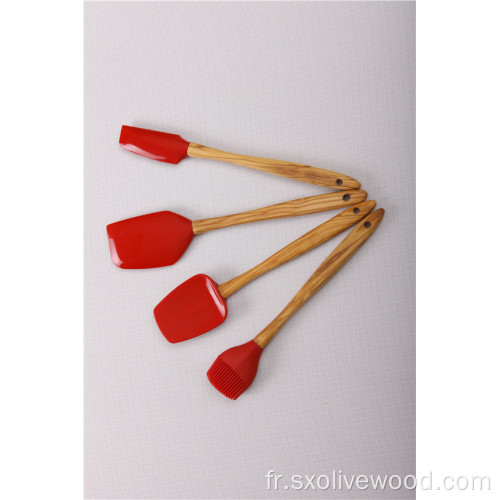 Spatule / brosse en silicone avec manche en bois d&#39;olivier